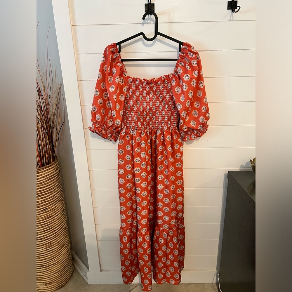 Orange patterned dress